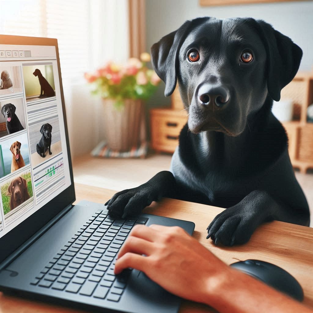 Labrador Retriever creating a blog page